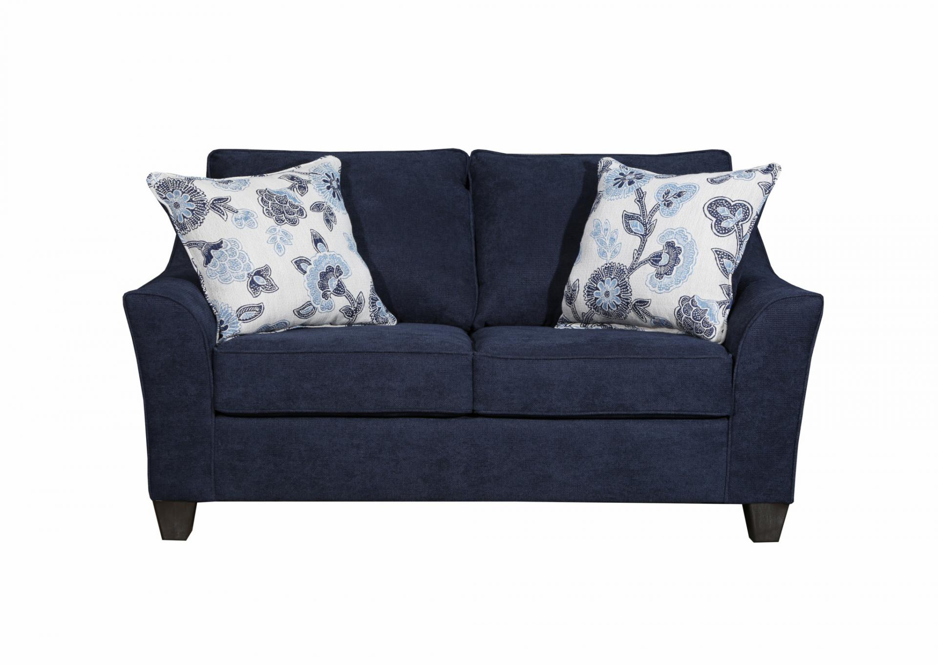 Navy Blue Sofa and Love with Accent Pillows